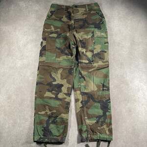 Vintage 00s 90s US Army Woodland Camo Cargo Pants 30x30 Double Knee 30W Military